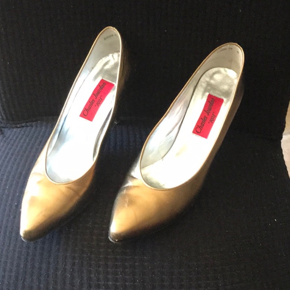 Charles Jourdan Gold Stiletto Heels